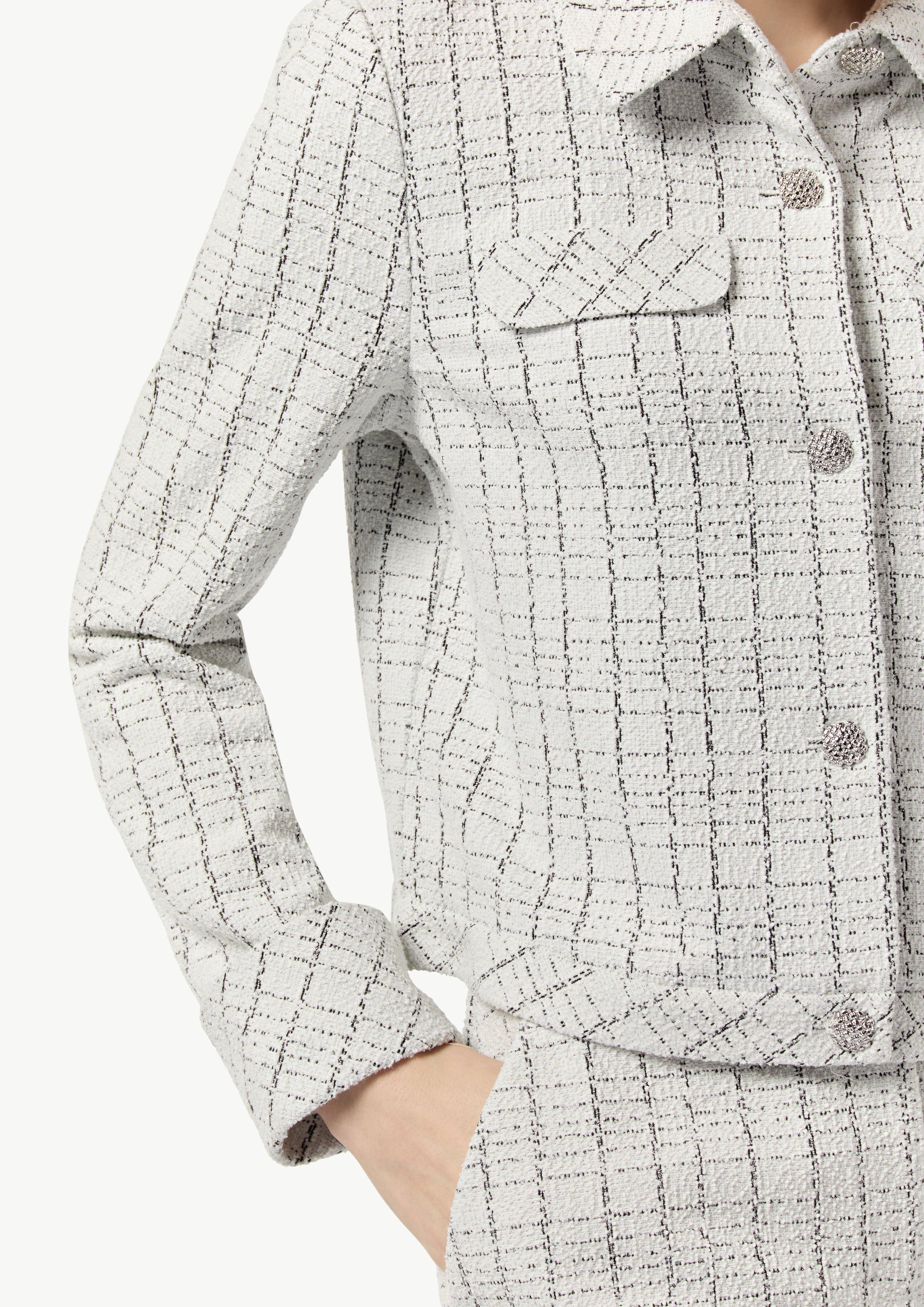 Bouclé-Jerseyjacke mit Metallic-Garn - hellgrau