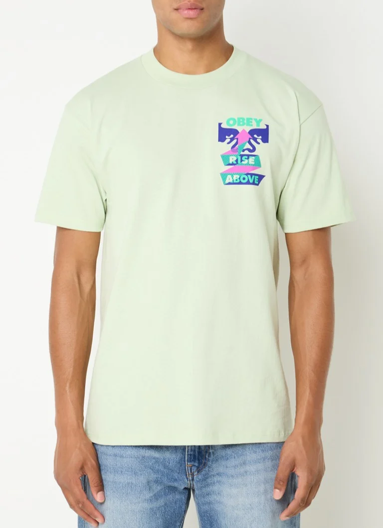 Obey  Rise Above T-shirt met logo- en backprint