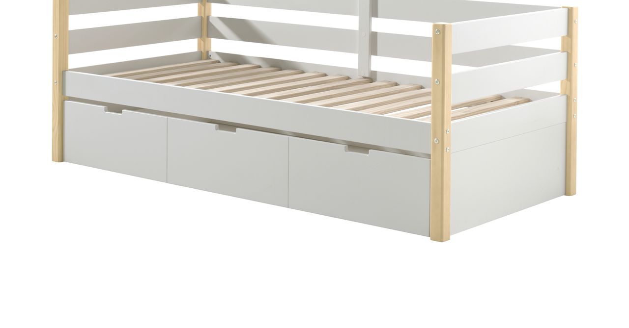 VIPACK Unterbett Margrit auf Rollen 90 x 190 cm, MDF Weiß lackiert