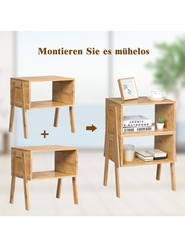 COSTWAY 2er Set Nachttische in Beige günstig kaufen 43 cm
