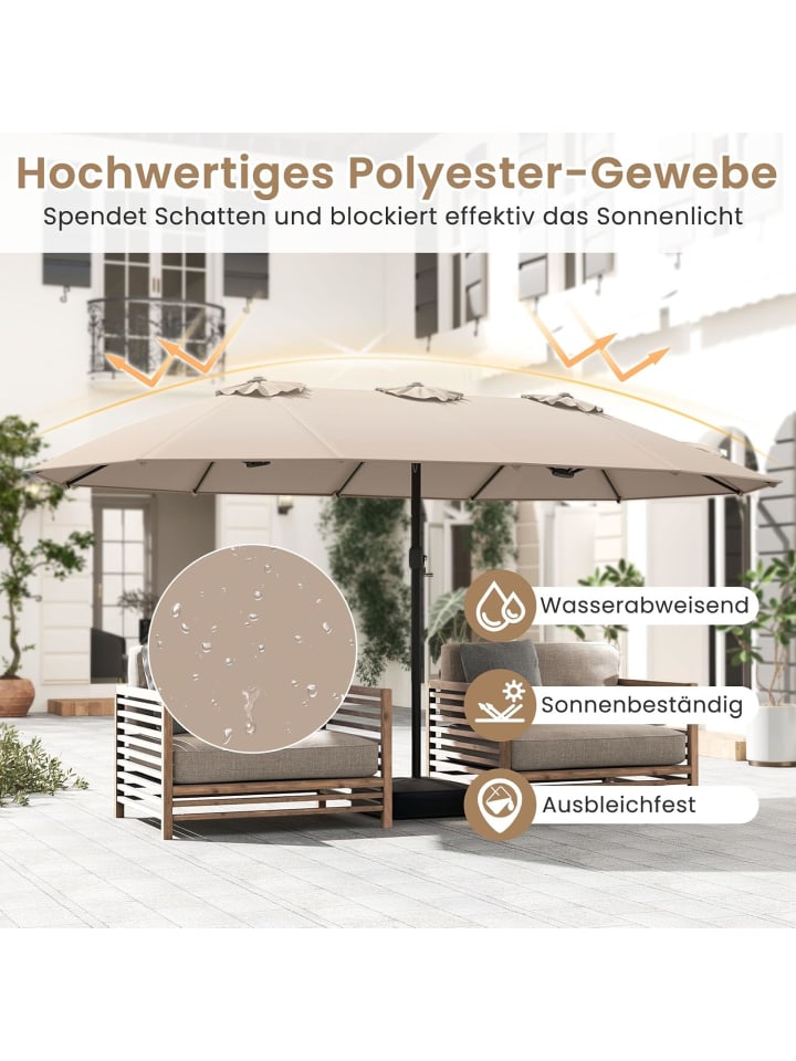 COSTWAY Doppelsonnenschirm mit Ständer 443x265cm in Braun günstig kaufen onesize