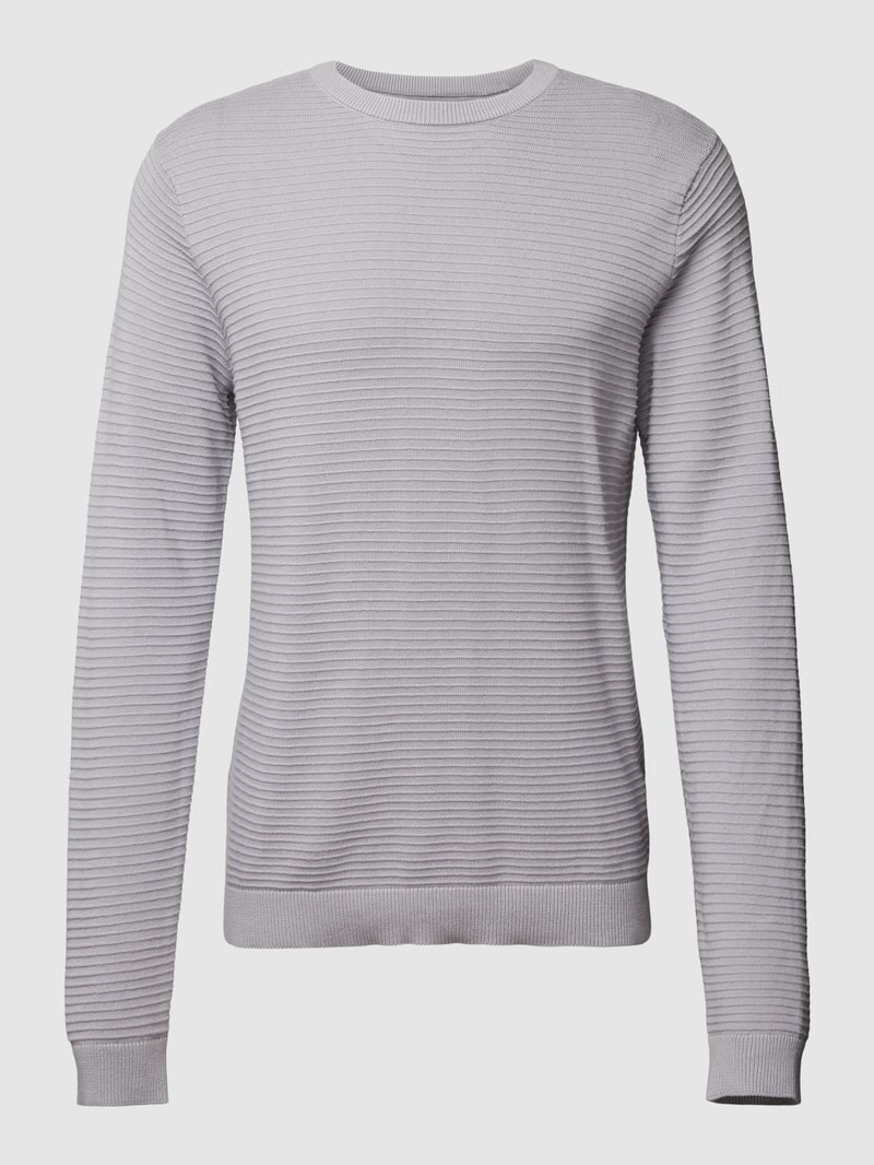 Strickpullover im fein strukturierten Design Modell 'WILLIAM' in hellgrau