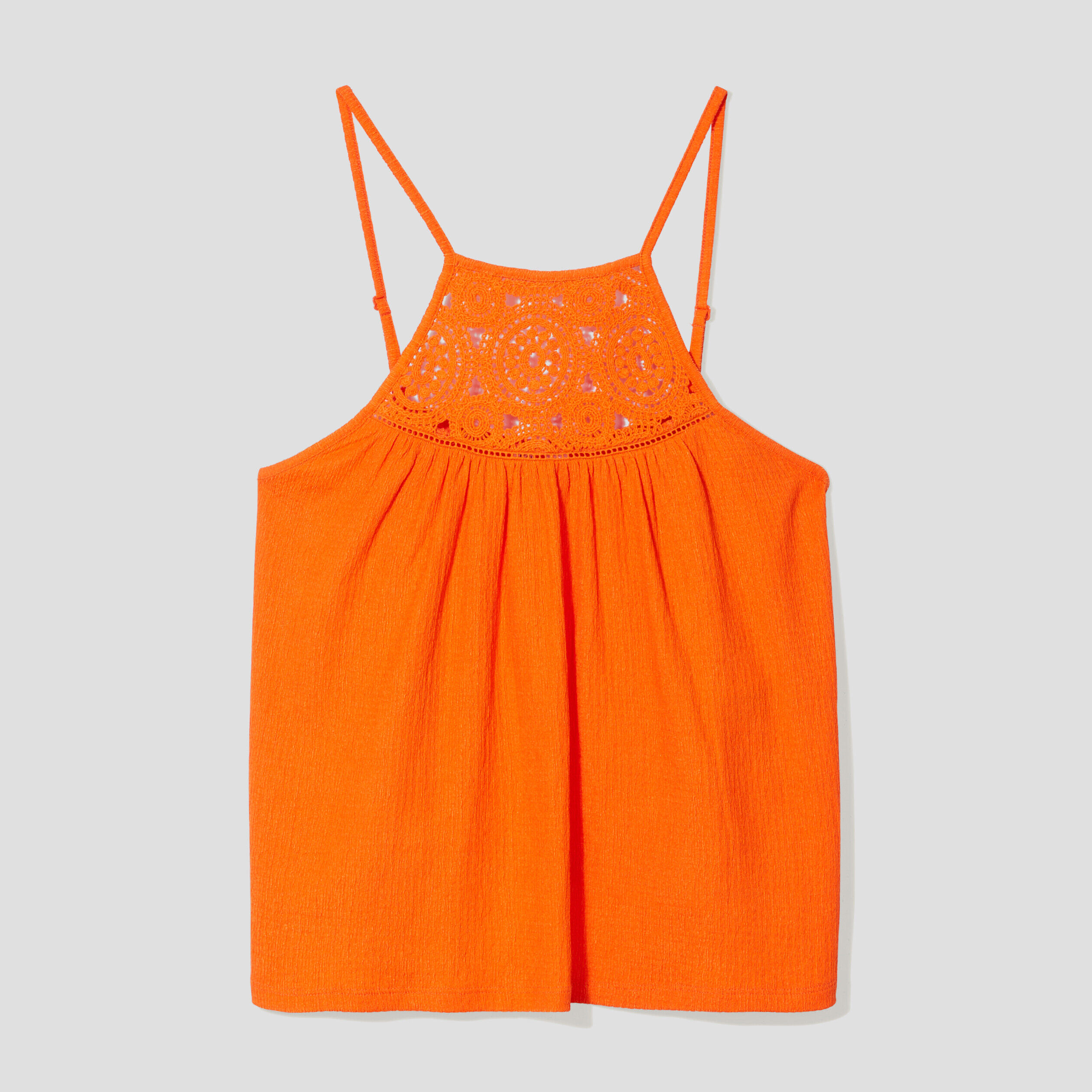 Débardeur col macramé orange femme | Cache Cache