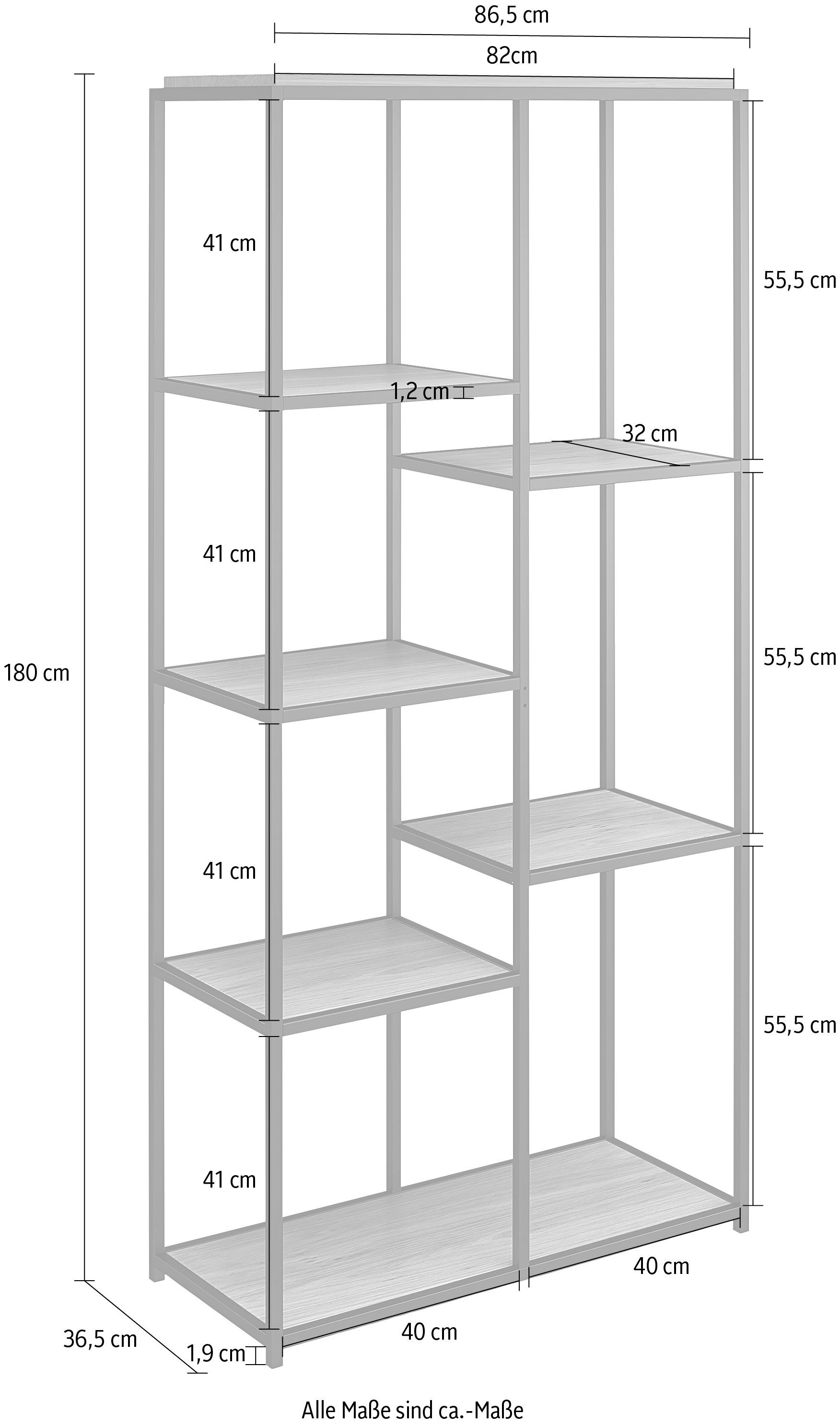 Dorel Home Aktenregal Quincy, 1-tlg., Metallregal, modern, Breite 86,5 cm, Höhe 180 cm