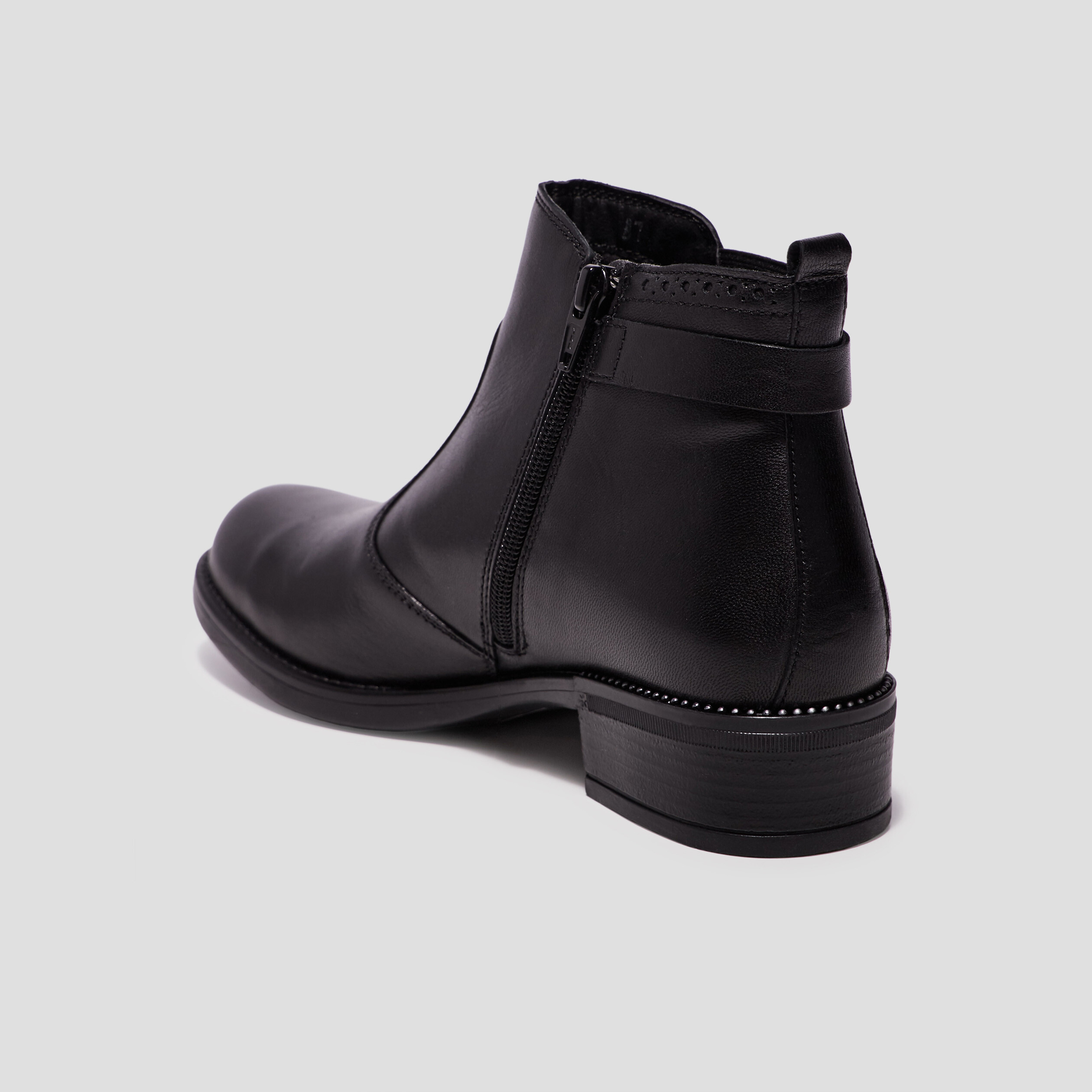 Bottines en cuir zippées chelsea noir fille | La Halle