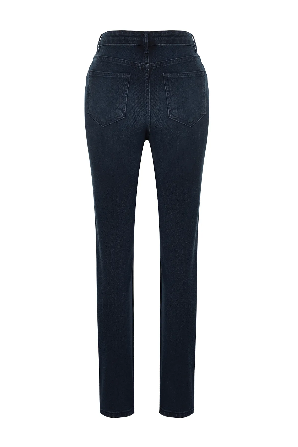 Trendyol Collection  Mitternachtsblaue bequeme gerade Jeans mit hoher Taille TWOAW24JE00091