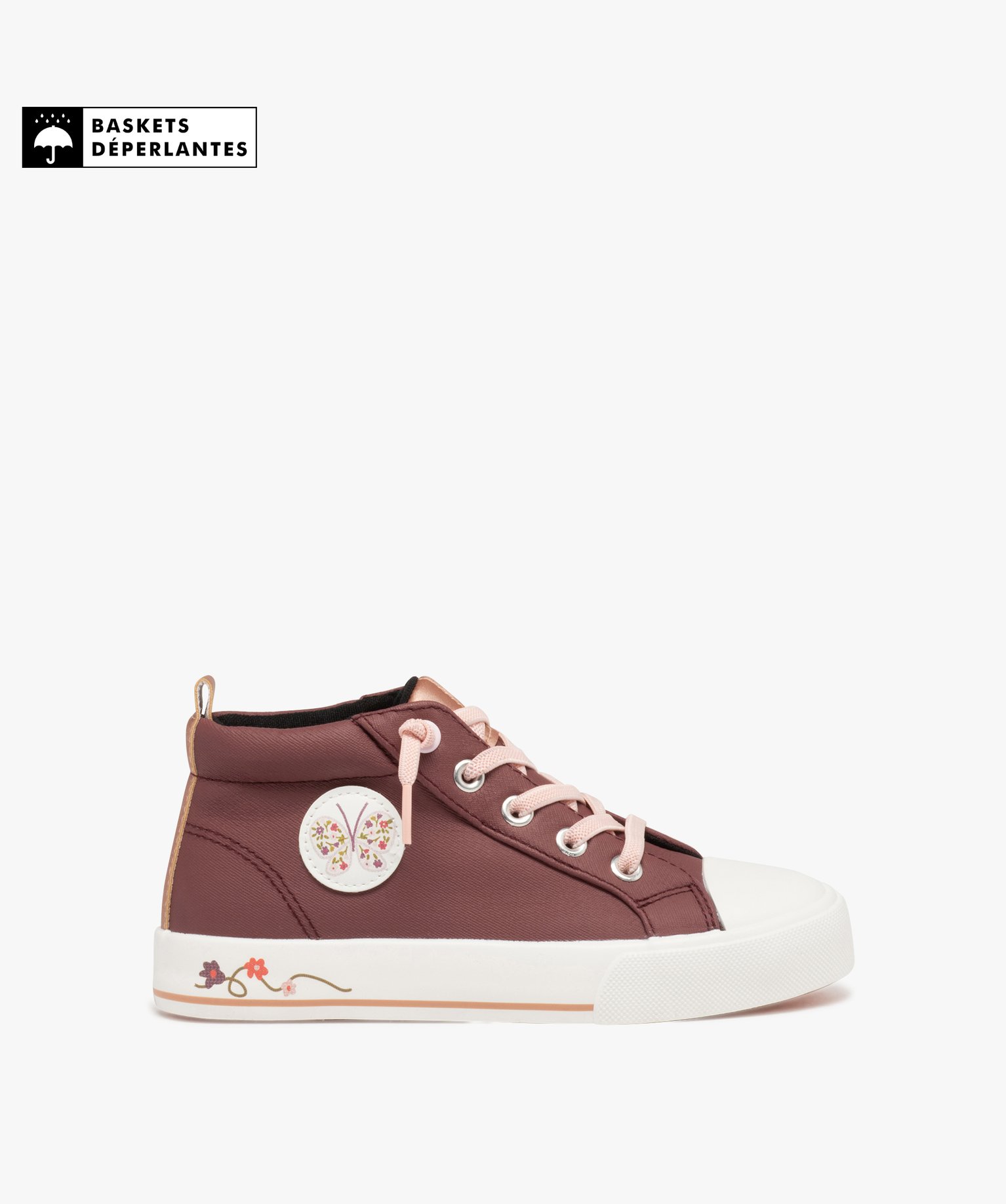 Baskets fille mid-cut déperlantes bordeaux | GEMO