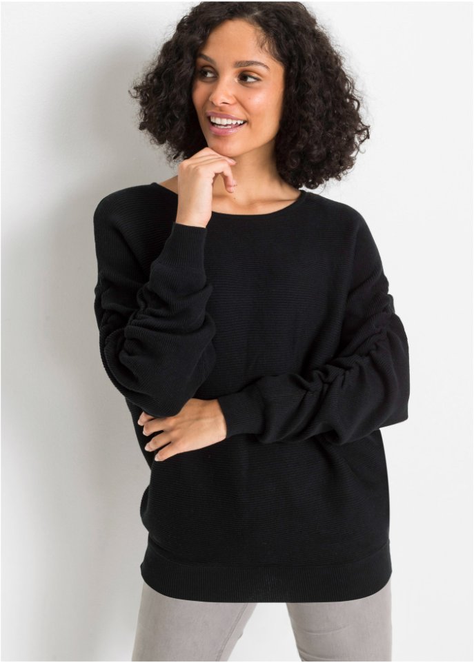 Pullover mit gerafften Ärmeln