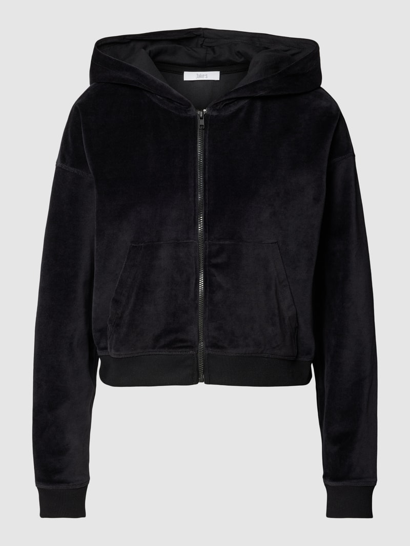 Sweatjacke mit überschnittenen Schultern und Eingrifftaschen in schwarz