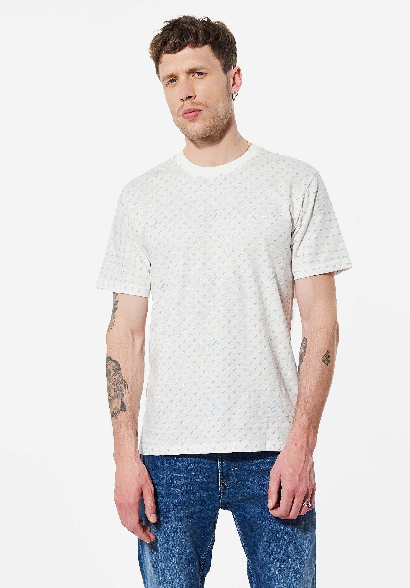 PEDRO  T-shirt blanc logo all over Homme en 100% coton bio