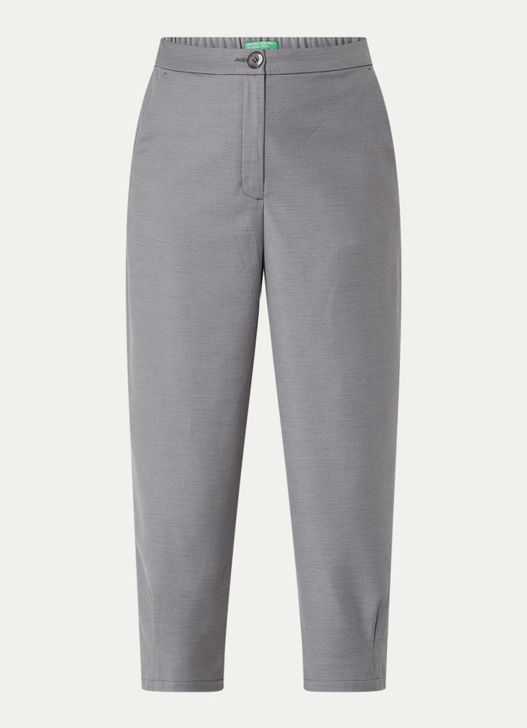 Pantaloni Benetton cu talie înaltă, mulați și crop, confecționați din amestec de lână, cu buzunare laterale.