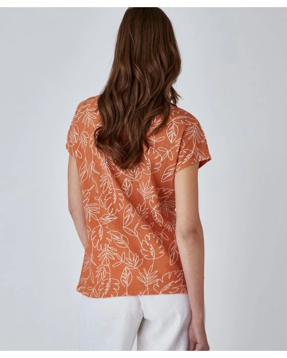 Tee-shirt imprimé mélange lin
