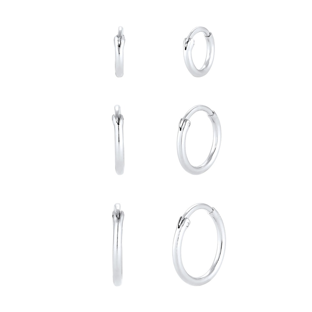 Elli Elli Boucles d'Oreilles Femmes Créoles Set Trio Basique Must-Have Tendance en Arg Boucles d'oreilles