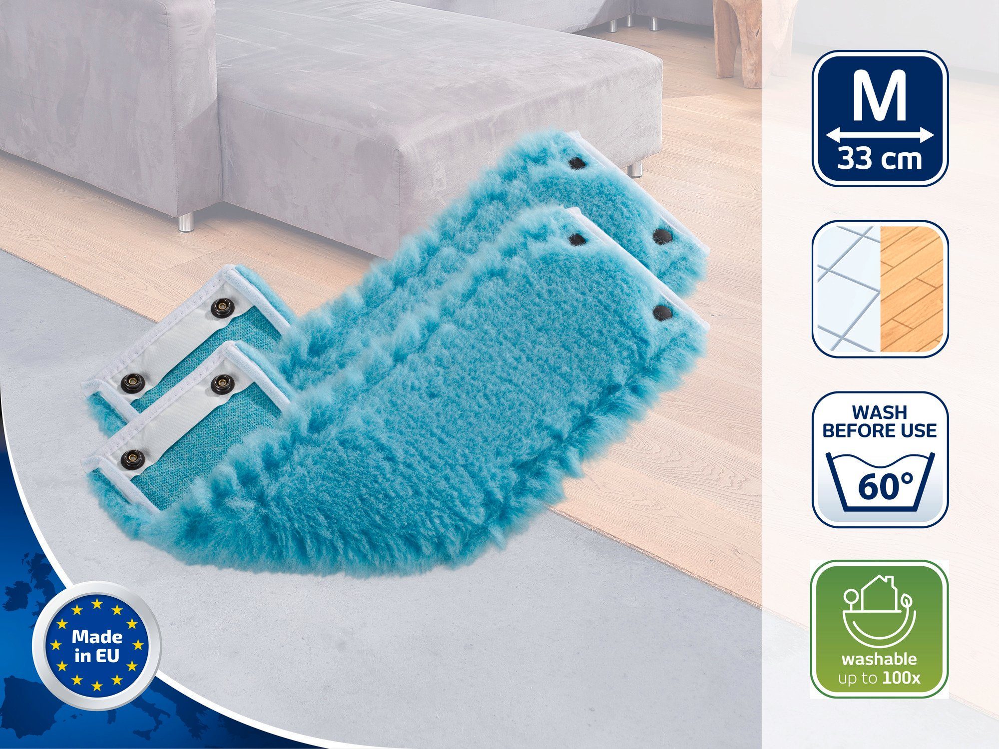 Leifheit Wischbezug CLEAN TWIST M / Combi M static plus 2er Set Wischbezug
