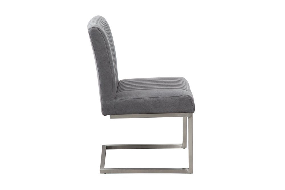 riess-ambiente Freischwinger BIG ASTON vintage grau / silber, Esszimmer · Microfaser · Edelstahl · Federkern · Industrial