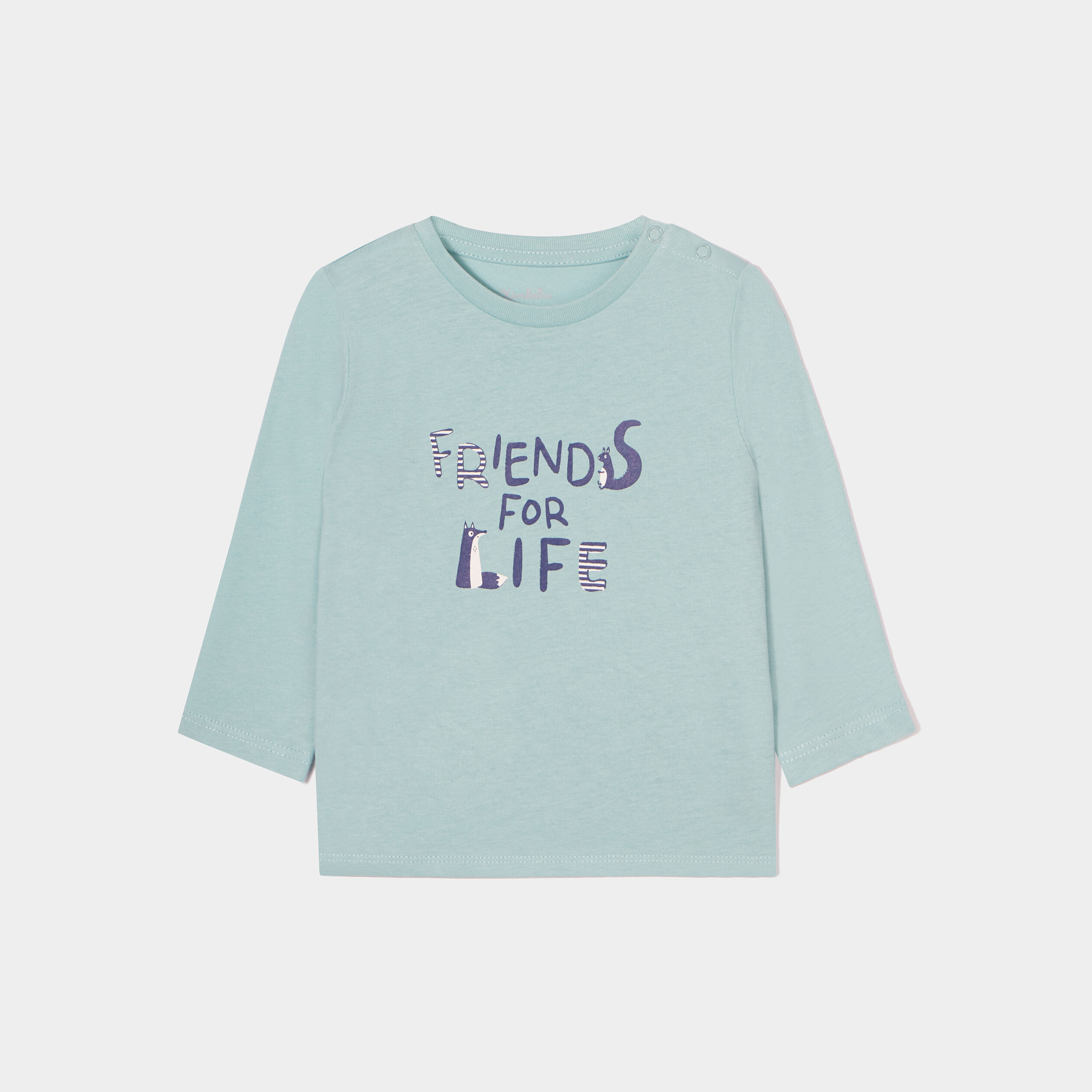 T-shirt boutonné manches longues coton vert clair bébé garçon | La Halle
