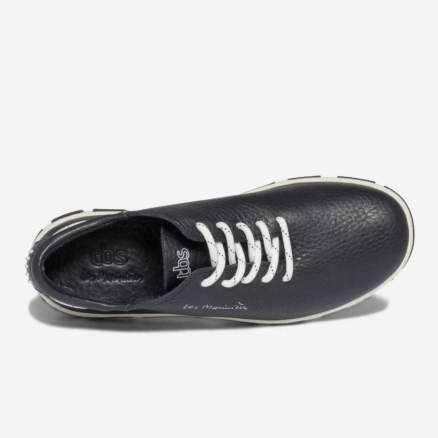 Tennis TBS bleu marine en cuir à semelle bicolore
