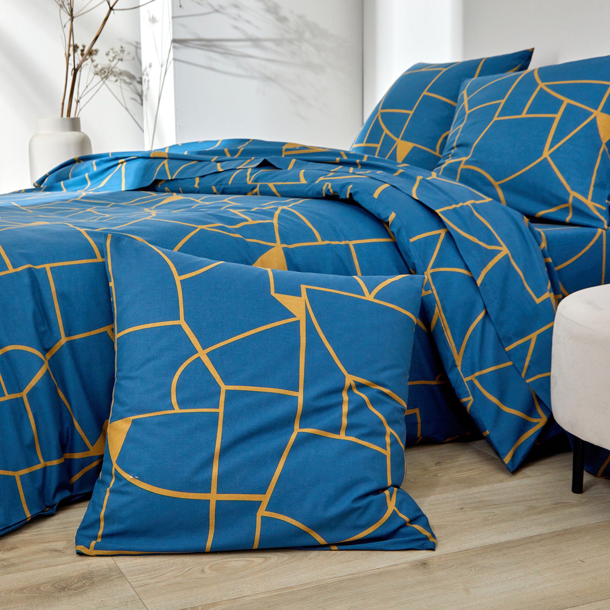 Linge de lit Geoffroy en coton à motifs graphiques
