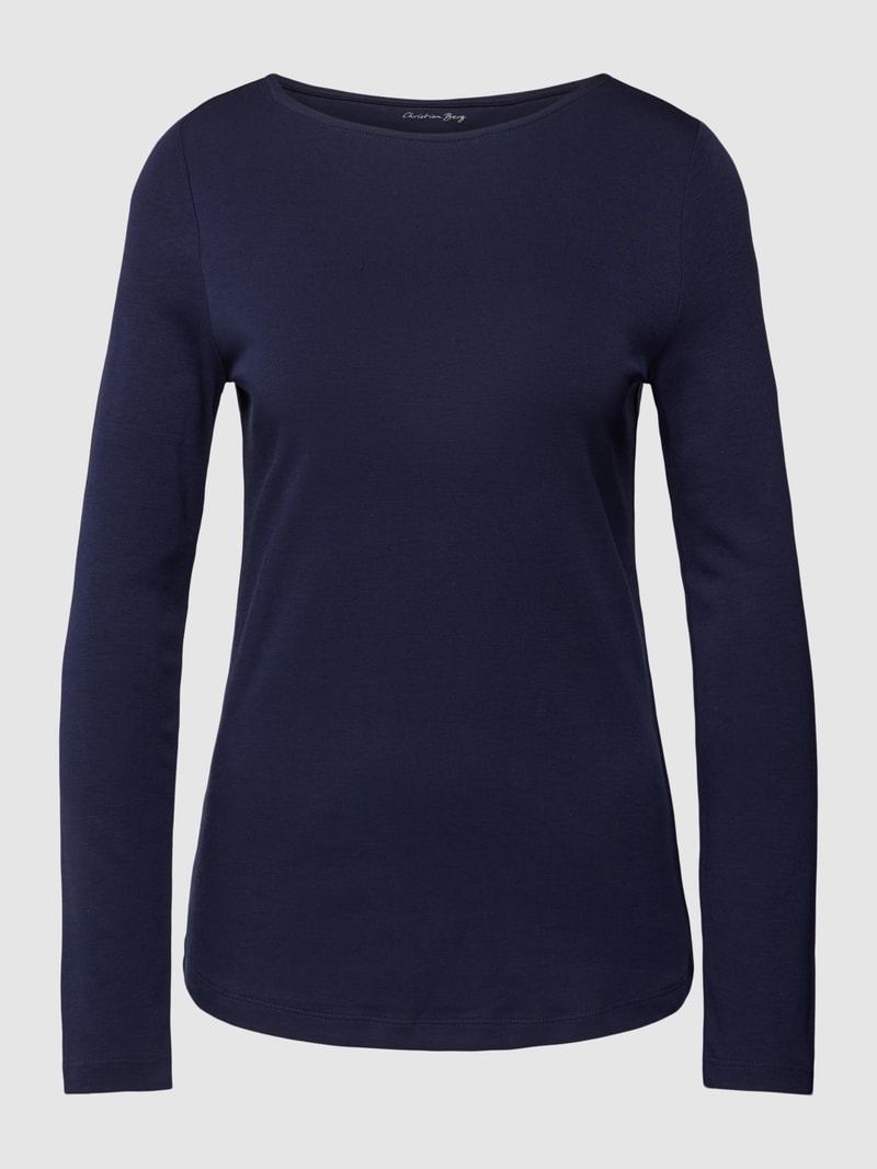 Longsleeve mit U-Boot-Ausschnitt in dunkelblau