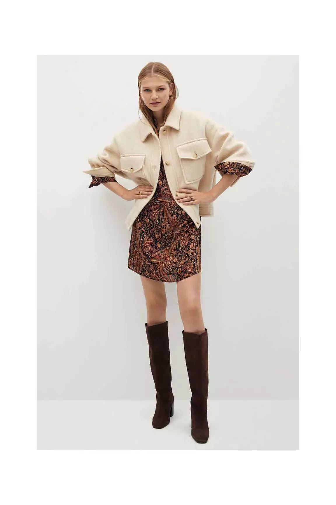 Mango Robes Courtes Femme couleur marron