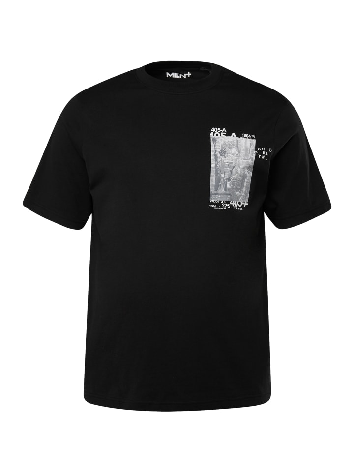 Men Plus Kurzarm T-Shirt in schwarz günstig kaufen
