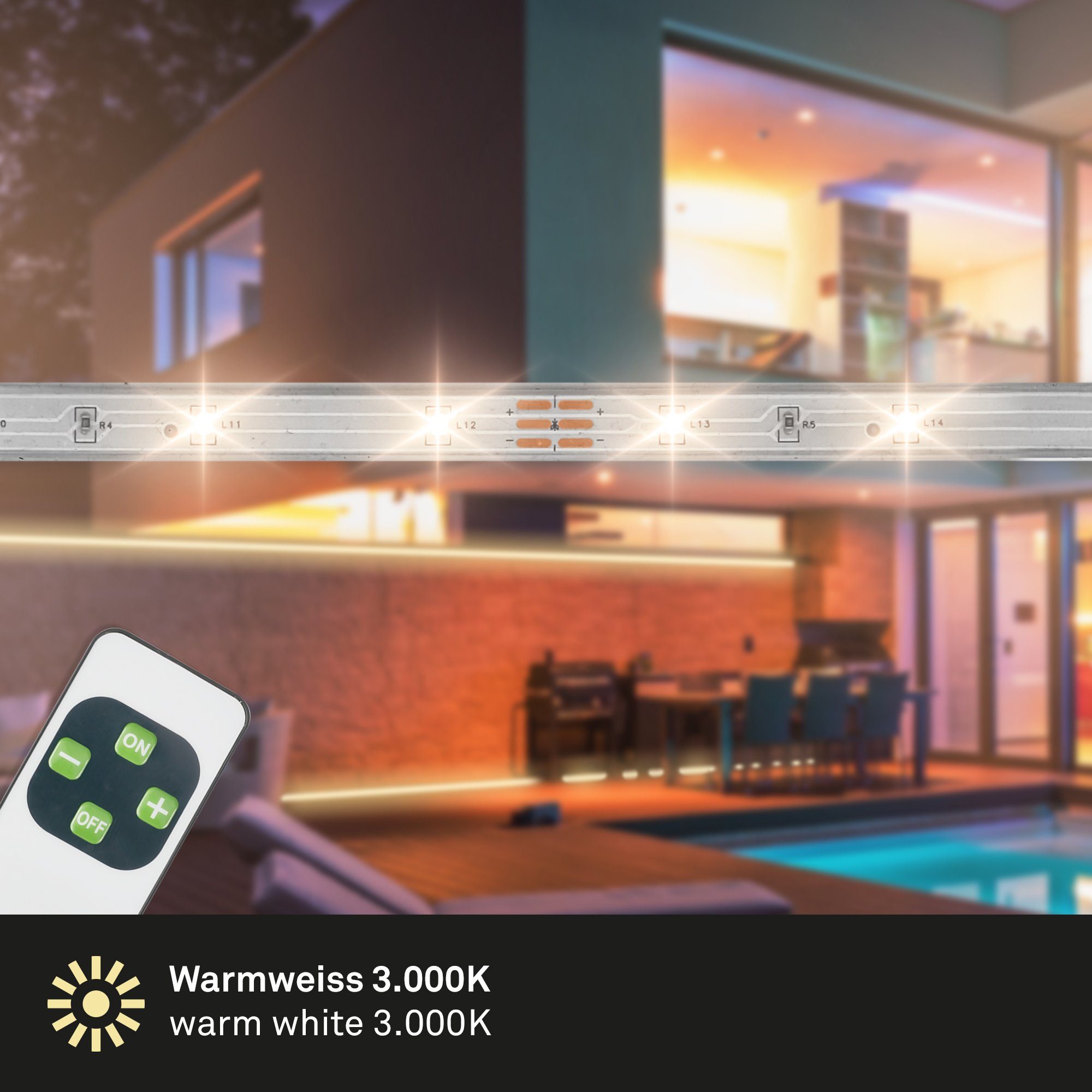 Briloner Leuchten LED Stripe, 150-flammig, 4m, RGB, USB, mit Fernbedienung, dimmbar, selbstklebend, kürzbar, IP20