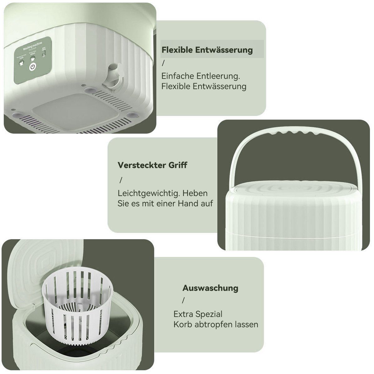 Hikeren Wäscheschleuder Mini Waschmaschine Faltbar,6L Wäschewanne,Für Babykleidung,Unterwäsche