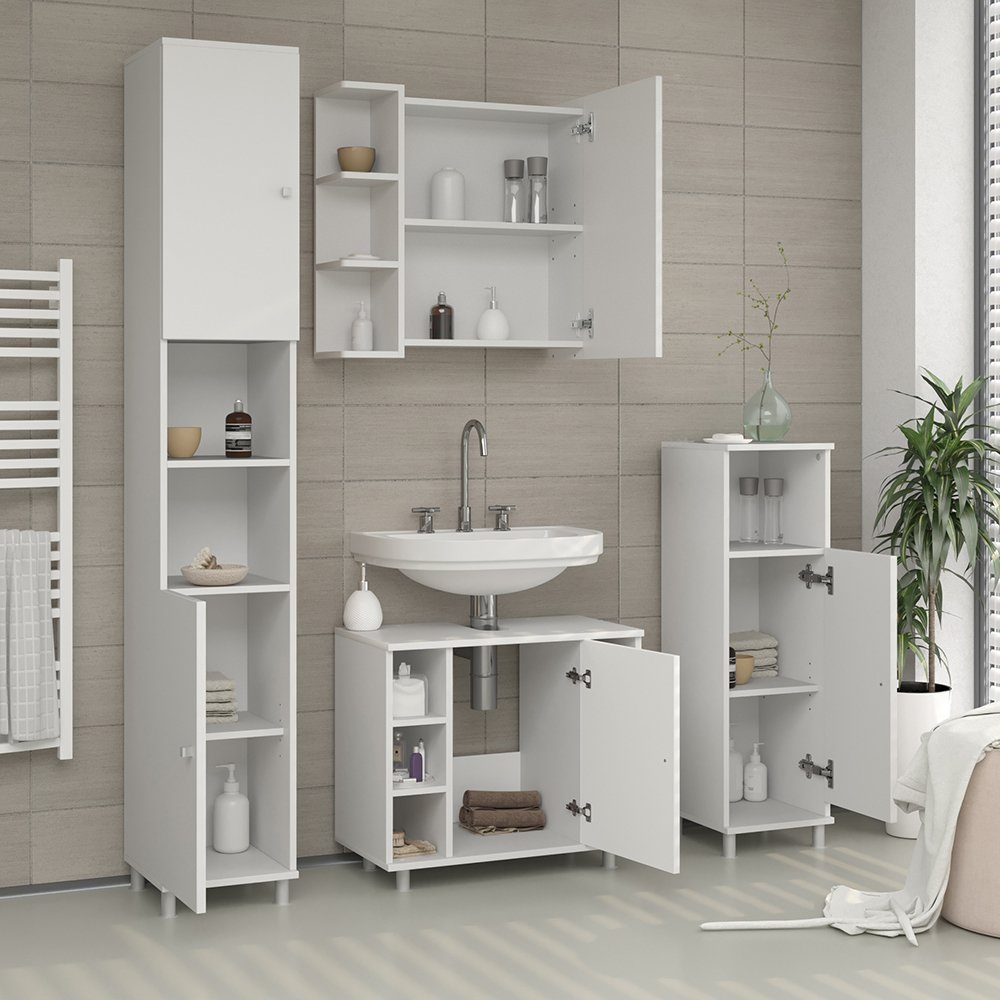 Vicco Badezimmerspiegelschrank Badspiegel Spiegelschrank 62 x 64 cm FYNN weiß