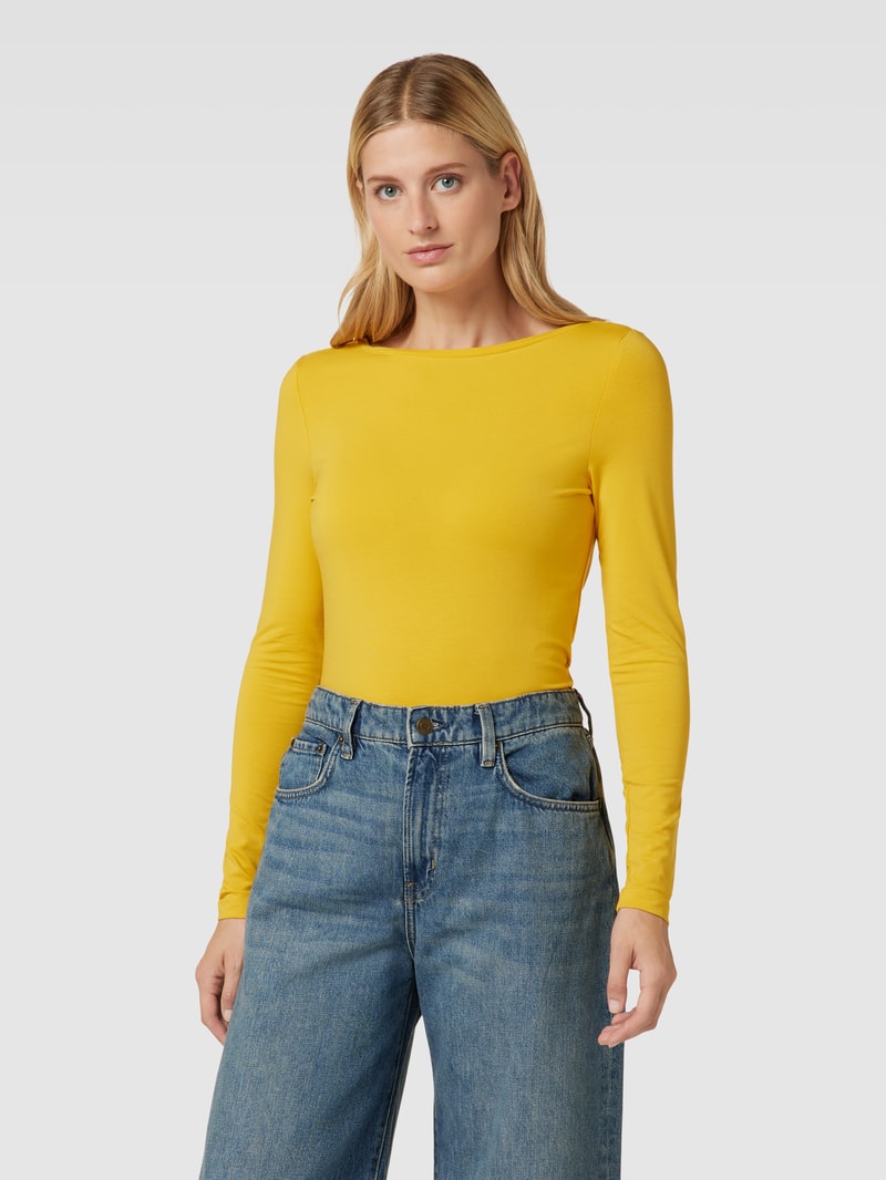 Longsleeve mit U-Boot-Ausschnitt in senfgelb