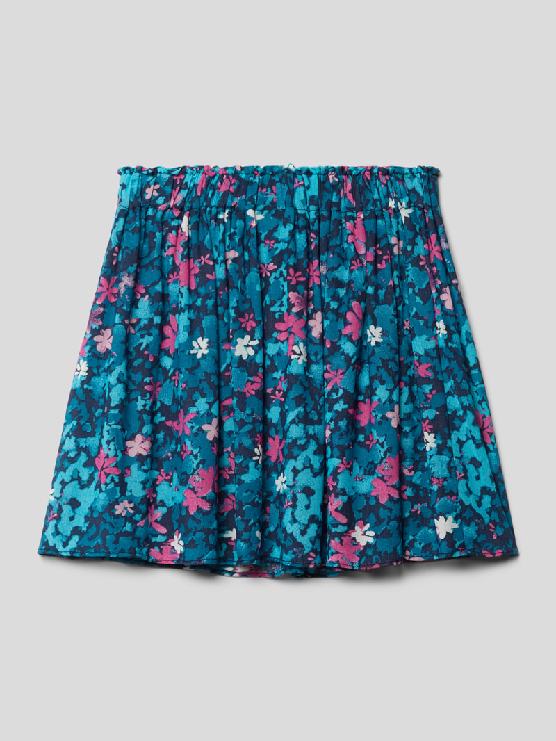 Rock mit floralem Muster in marineblau