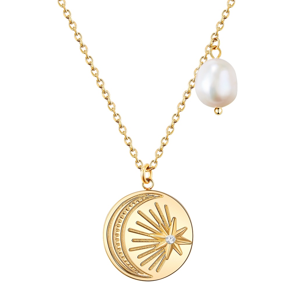 Valero Pearls Collier en acier inoxydé Acier inoxydable Preciosa Perle de culture d'eau douce e collier
