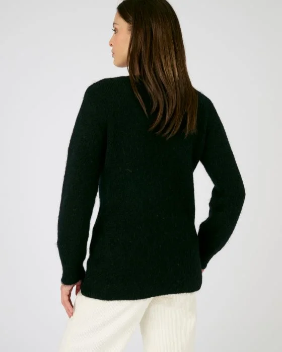 Pull mélange mohair col dentelle