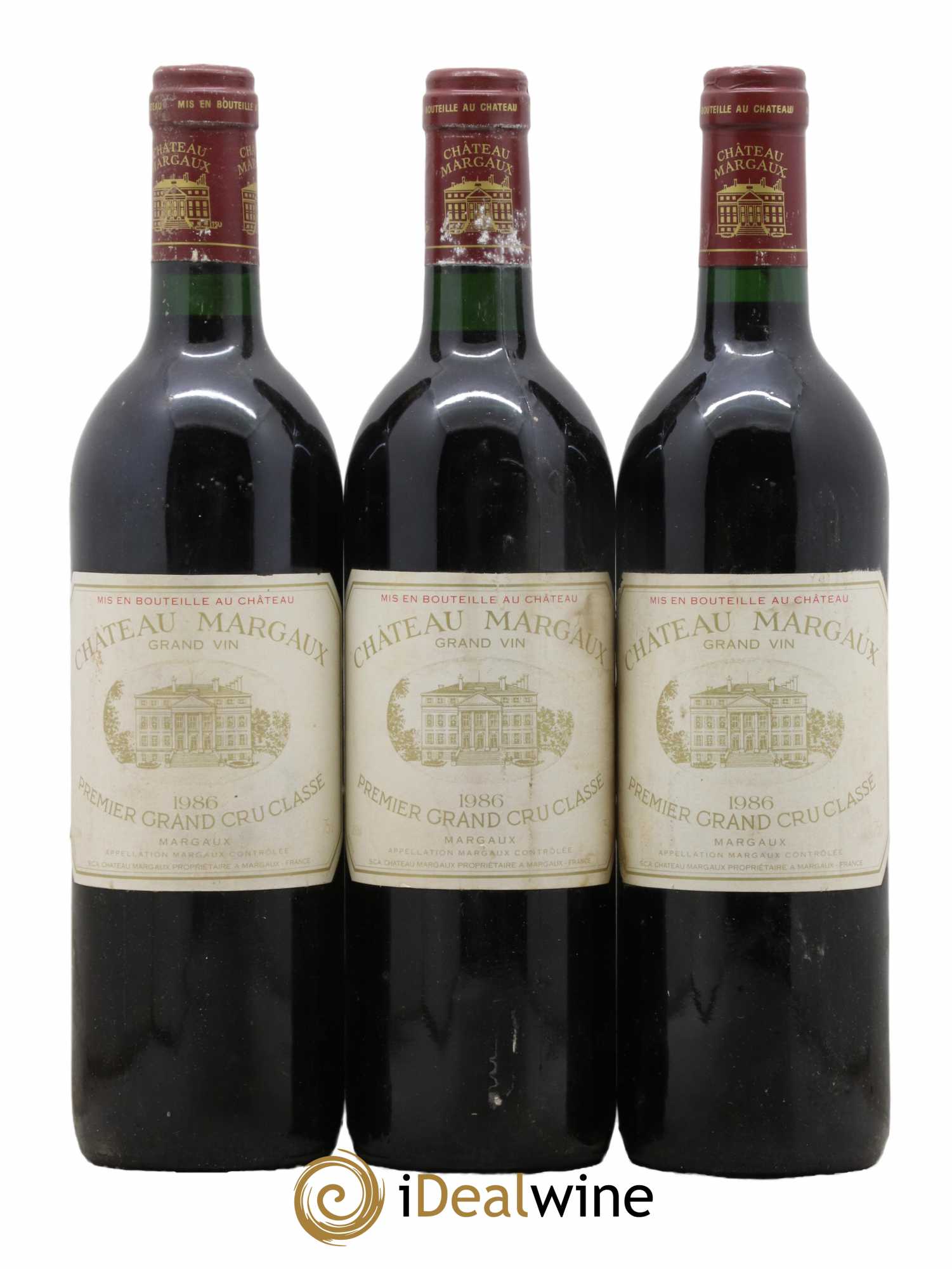 Château Margaux 1er Grand Cru Classé  1986 - Lot de 3 Bouteilles
