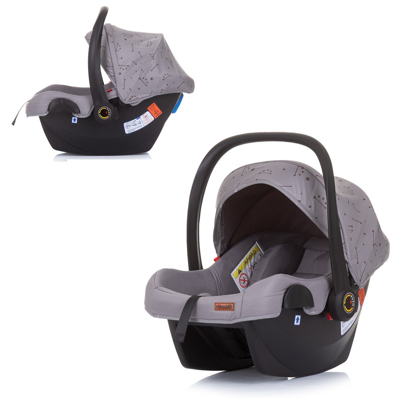 Chipolino Babyschale Babyschale Duo Smart Gruppe 0+, bis: 13 kg, (0 - 13 kg), Sonnendach faltbar, Kissen