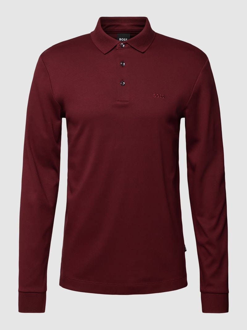 Poloshirt mit Label-Stitching Modell 'PADO' in bordeaux rot