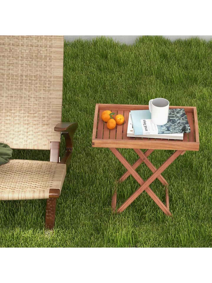 COSTWAY Gartentisch Akazienholz 68x44x74cm in Braun günstig kaufen onesize