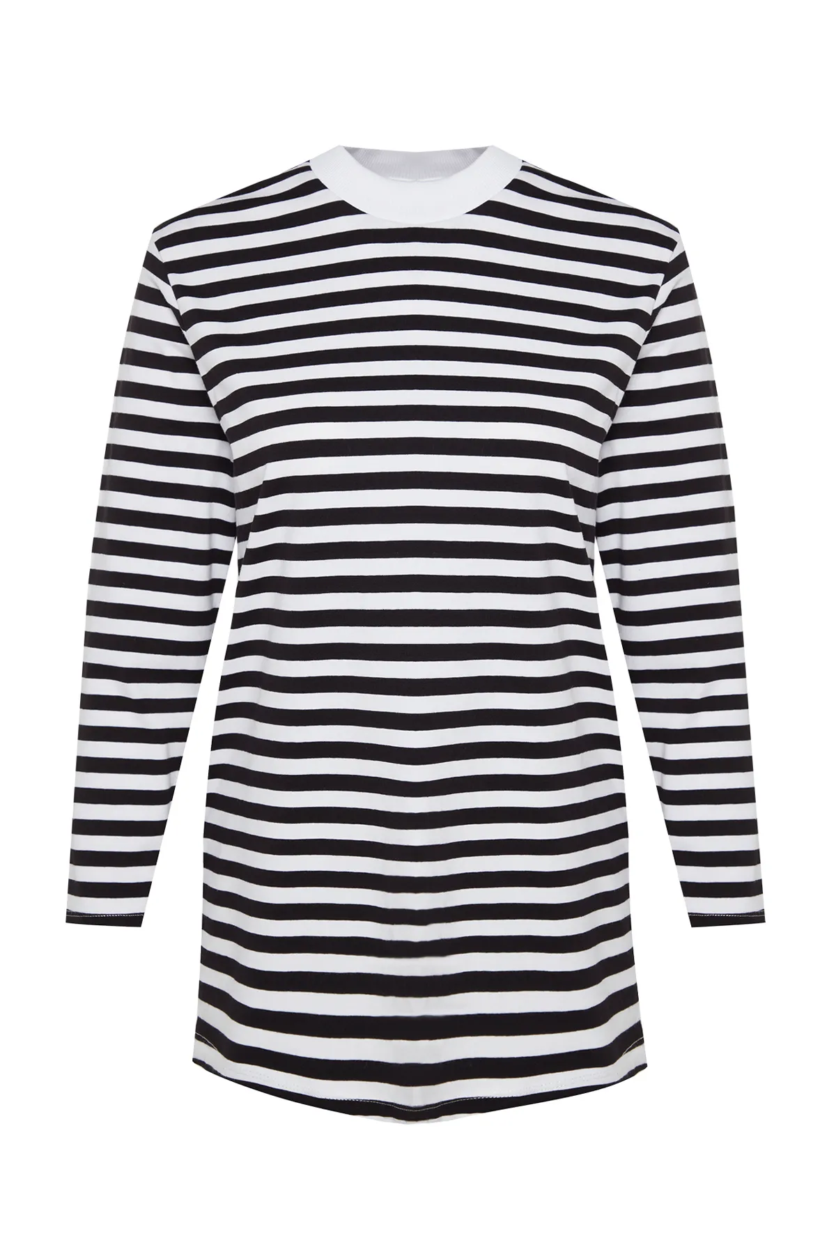 Trendyol Modest  Schwarze gestreifte Basic-Stricktunika TCTAW24UK00015