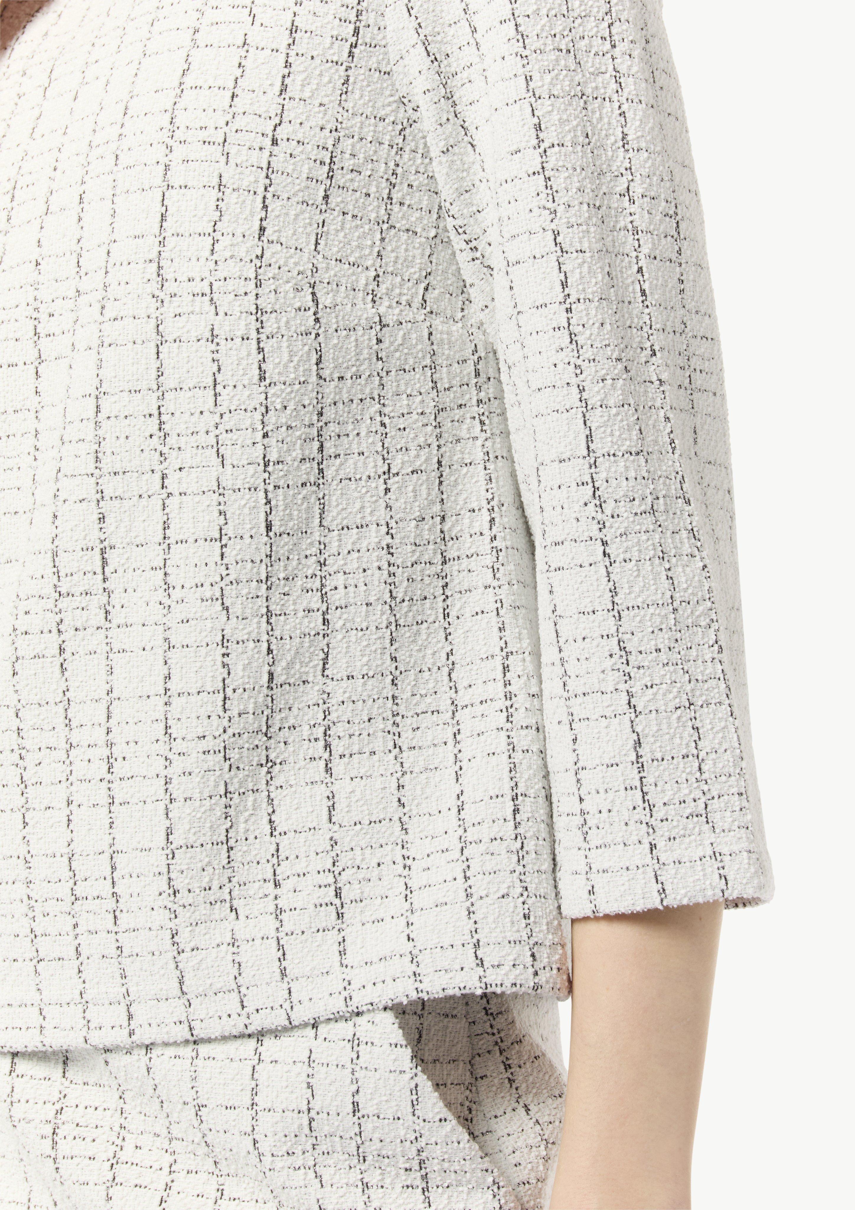 Bouclé-Jerseyshirt mit Metallic-Garn - hellgrau