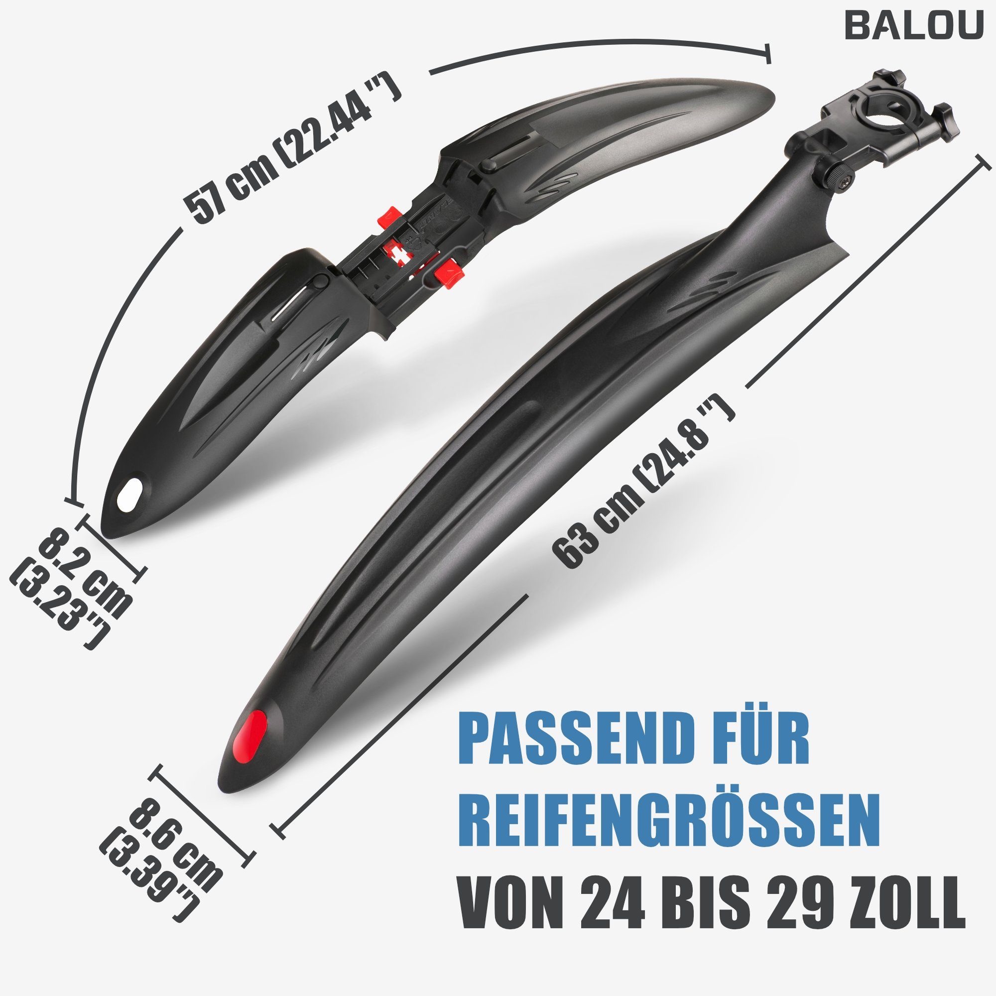 BALOU Schutzblech BALOU Mountainbike Fahrrad Schutzblech, 24-29