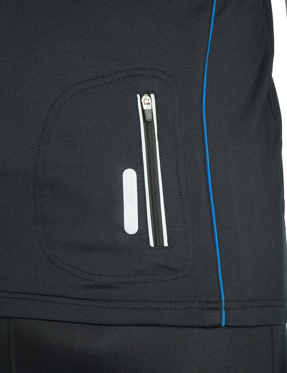 Zoomyo Laufshirt windabweisendes, angerautes Herren Fleece Laufshirt Jimi mit Reflektoren und Quick-Dry-Funktion