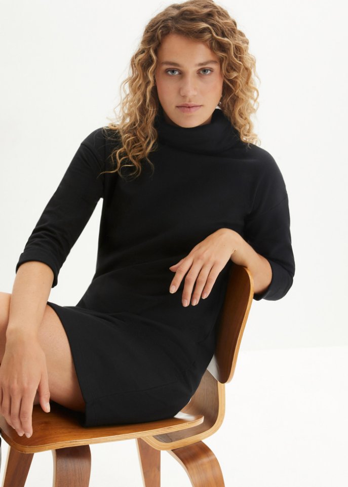 Sweatkleid mit weitem Kragen