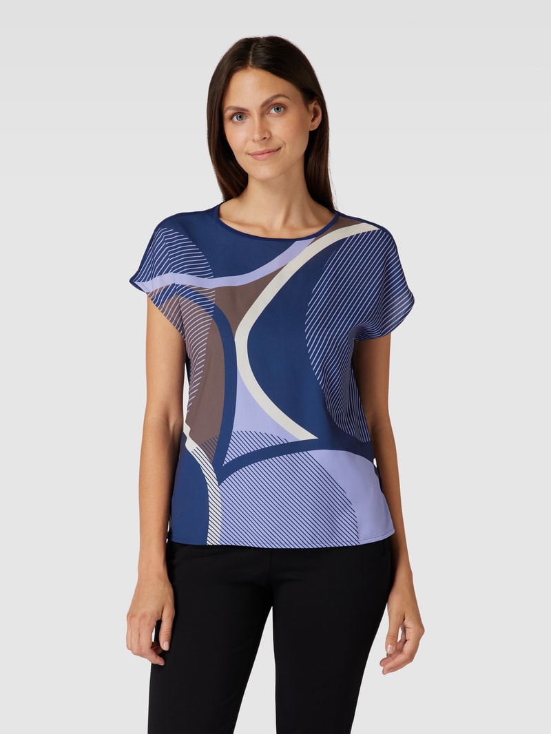 Blusenshirt aus Viskose mit Allover-Muster Modell 'Sadoli' in marineblau