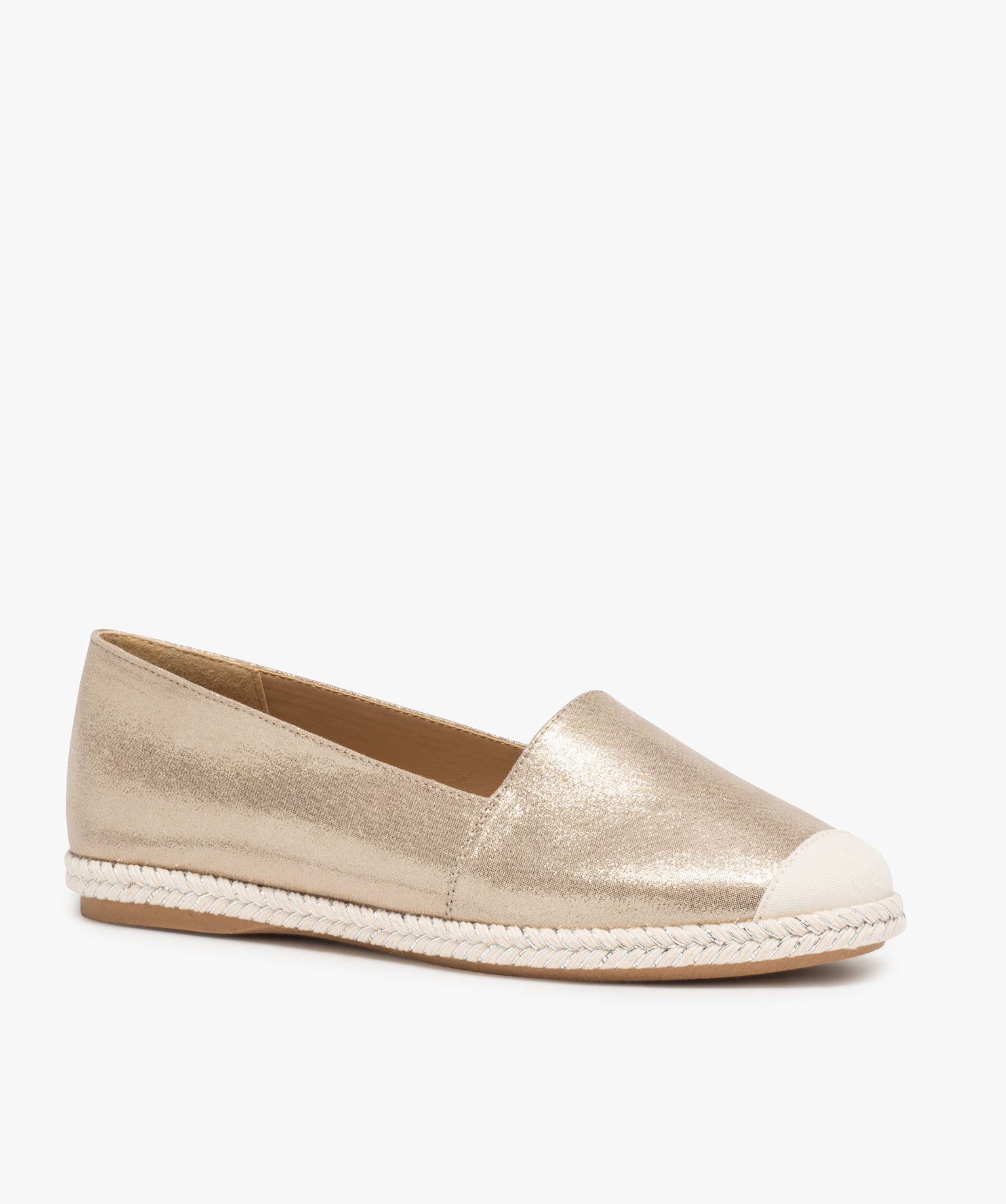 Ballerines femme style espadrilles en toile brillante or | GEMO