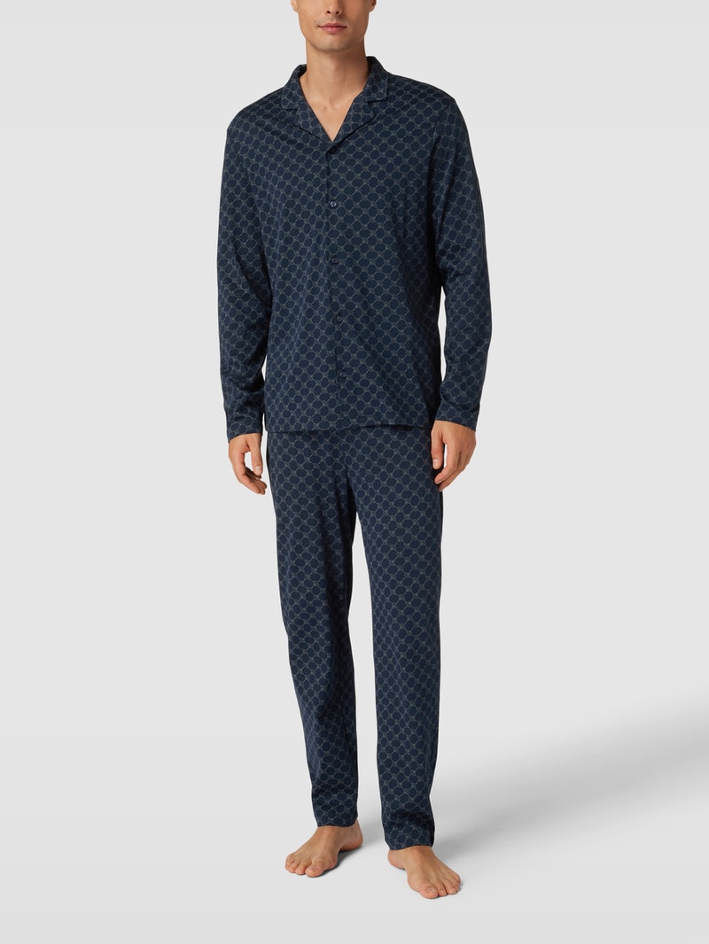 Pyjama mit Allover-Muster in dunkelblau