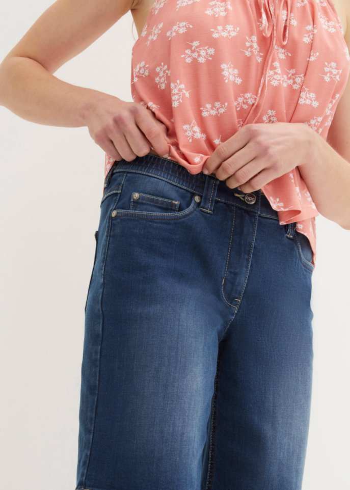 Stretch-Jeans-Bermuda mit Bequembund
