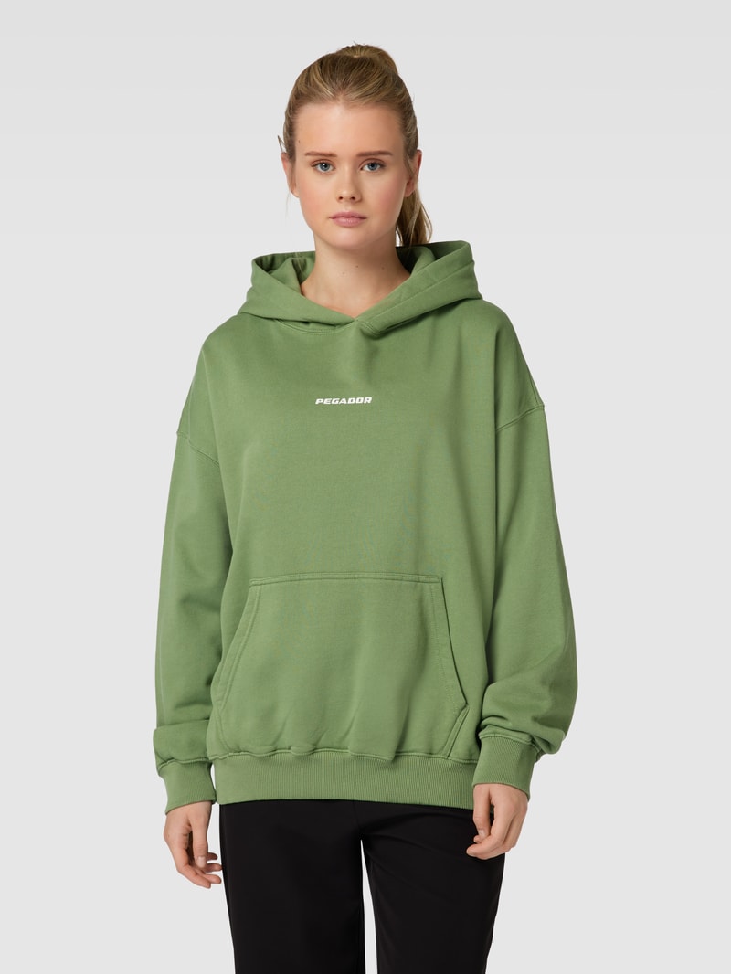 Oversized Hoodie mit Label-Print Modell 'CULLA' in smaragdgrün