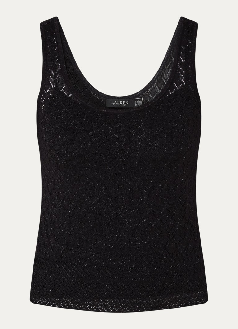 Ralph Lauren  Fijngebreide tanktop met lurex en opengewerkt dessin