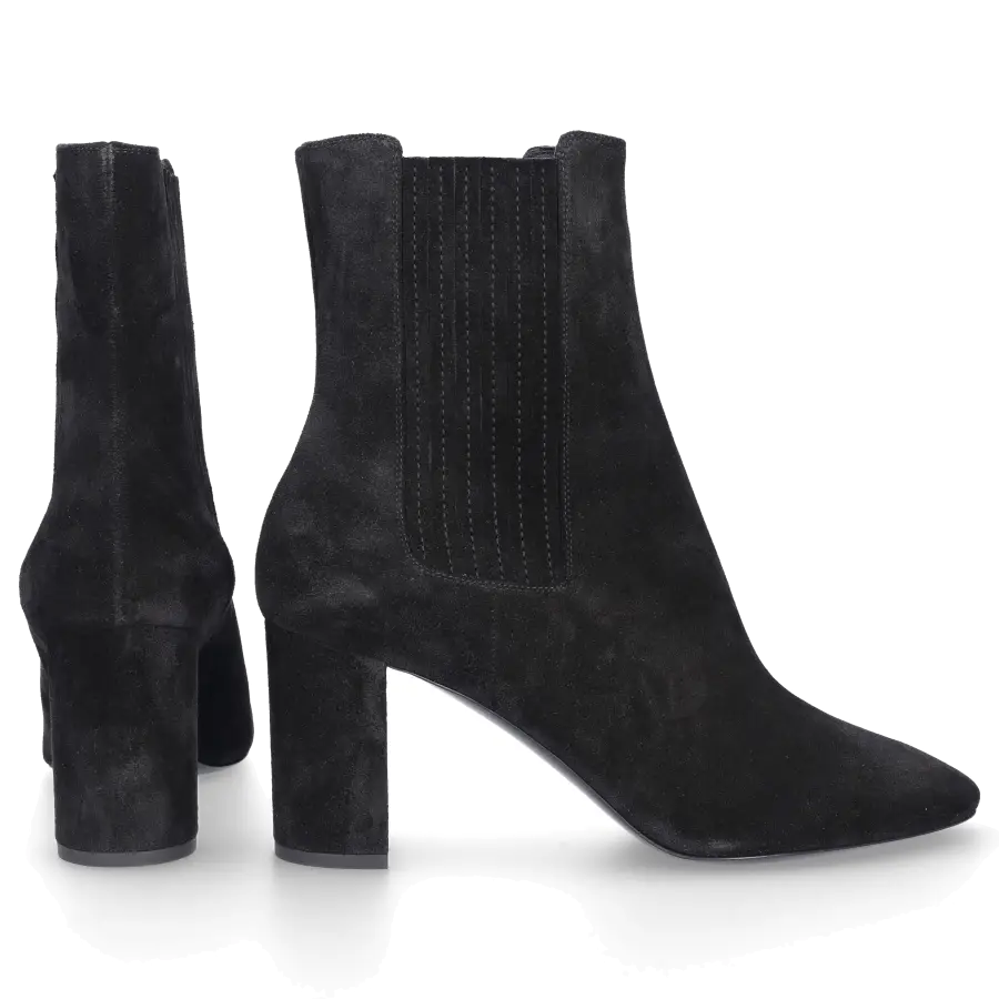 Saint Laurent - Stiefeletten LOU 75 Veloursleder - schwarz