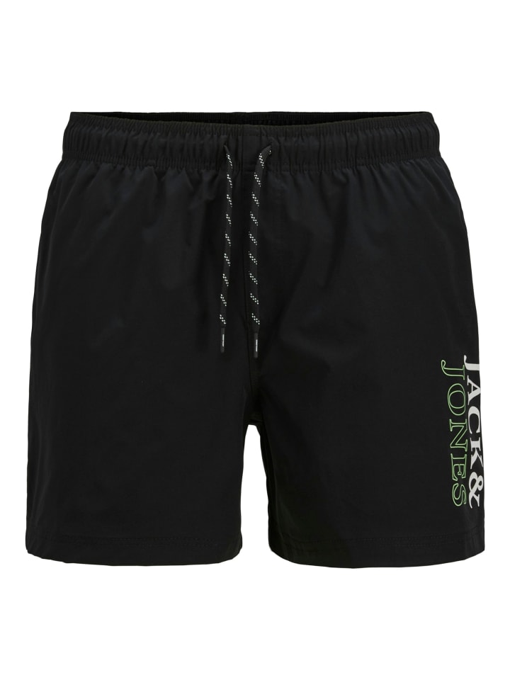 JACK & JONES Junior Badeshorts  JPSTMAUI JJSWIM DOUBLE LOGO JNR in black günstig kaufen