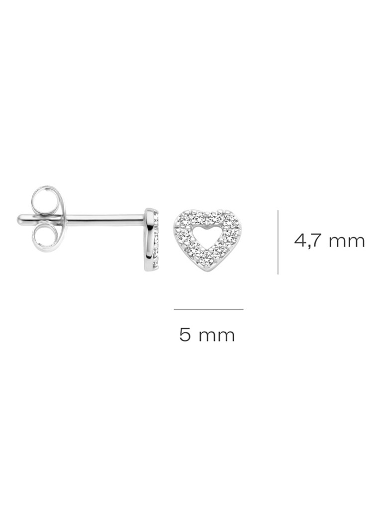 Orecchini a lobo in oro bianco 14 carati con finitura rosa cipria e zirconi cubici 7299WZI